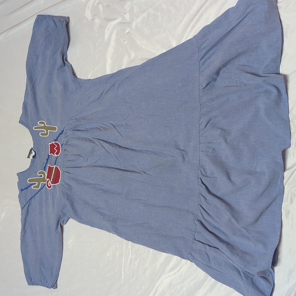Southwestern Desert Applique‎ Vintage Oversized House Dress Kaftan MuuMuu READ